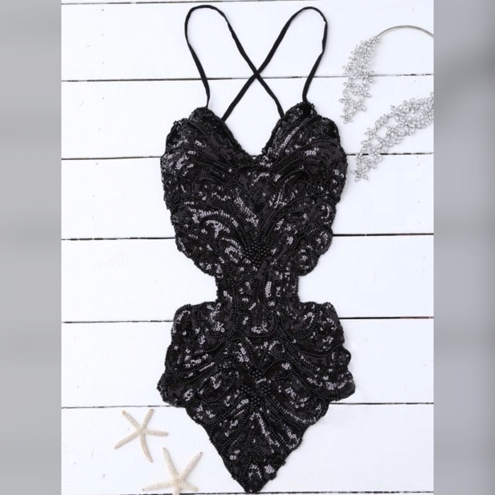 Black festival rave sequin top